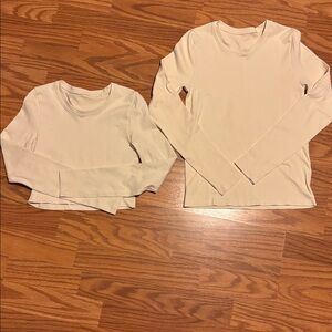 OQQ Black Long Sleeve regular & Crop Top Size S‎mall athletic gym yoga off white